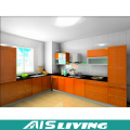 L Shaped Wood Grain Kitchen Cabinets Furniture (AIS-K298)